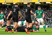 13 November 2021; Tadhg Furlong of Ireland celebrates a try which was subsequently disallowed during the Autumn Nations Series match between Ireland and New Zealand at Aviva Stadium in Dublin. Photo by Ramsey Cardy/Sportsfile