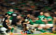 13 November 2021; Sevu Reece of New Zealand is tackled by Tadhg Furlong of Ireland during the Autumn Nations Series match between Ireland and New Zealand at Aviva Stadium in Dublin. Photo by Ramsey Cardy/Sportsfile Photo by Ramsey Cardy/Sportsfile