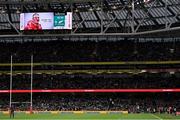 13 November 2021; A video tribute to the late Munster player and coach Anthony Foley is played on the big screen to mark the fifth anniversary of his death during the Autumn Nations Series match between Ireland and New Zealand at Aviva Stadium in Dublin. Photo by Brendan Moran/Sportsfile