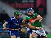 14 November 2021; John McGrath of Loughmore/Castleiney is tackled by Michael Cahill, left, and Pádraic Maher of Thurles Sarsfields during the Tipperary County Senior Club Hurling Championship Final match between Thurles Sarsfields and Loughmore/Castleiney at Semple Stadium in Thurles, Tipperary. Photo by Piaras Ó Mídheach/Sportsfile