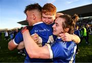 14 November 2021; Tullamore players, from left, Luke Plunkett, Ciarán Egan and Tom Furlong celebrate after the Offaly County Senior Club Football Championship Final replay match between Rhode and Tullamore at Bord Na Móna O'Connor Park in Tullamore, Offaly. Photo by Harry Murphy/Sportsfile