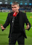14 November 2021; Republic of Ireland manager Stephen Kenny speaking in an interview before the FIFA World Cup 2022 qualifying group A match between Luxembourg and Republic of Ireland at Stade de Luxembourg in Luxembourg. Photo by Stephen McCarthy/Sportsfile