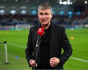 14 November 2021; Republic of Ireland manager Stephen Kenny speaking in an interview before the FIFA World Cup 2022 qualifying group A match between Luxembourg and Republic of Ireland at Stade de Luxembourg in Luxembourg. Photo by Stephen McCarthy/Sportsfile