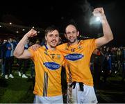 14 November 2021; Ronan 'Magpie' McNabb, left, and Ronan 'Lizard' McNabb of Dromore celebrate after the Tyrone County Senior Club Football Championship Final match between Coalisland and Dromore at O’Neills Healy Park in Omagh, Tyrone. Photo by Ramsey Cardy/Sportsfile