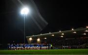 14 November 2021; The Coalisland team during the playing of the National Anthem prior to the Tyrone County Senior Club Football Championship Final match between Coalisland and Dromore at O’Neills Healy Park in Omagh, Tyrone. Photo by Ramsey Cardy/Sportsfile