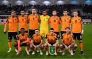 14 November 2021; The Republic of Ireland team, back row, from left, Callum Robinson, Adam Idah, Shane Duffy, Gavin Bazunu, Matt Doherty, John Egan, James McClean, front row, from left, Chiedozie Ogbene, Josh Cullen, Seamus Coleman and Jeff Hendrick before the FIFA World Cup 2022 qualifying group A match between Luxembourg and Republic of Ireland at Stade de Luxembourg in Luxembourg. Photo by Stephen McCarthy/Sportsfile