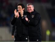 14 November 2021; Republic of Ireland manager Stephen Kenny, right, with Republic of Ireland coach Keith Andrews after the FIFA World Cup 2022 qualifying group A match between Luxembourg and Republic of Ireland at Stade de Luxembourg in Luxembourg. Photo by Stephen McCarthy/Sportsfile