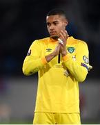 14 November 2021; Republic of Ireland goalkeeper Gavin Bazunu after the FIFA World Cup 2022 qualifying group A match between Luxembourg and Republic of Ireland at Stade de Luxembourg in Luxembourg. Photo by Stephen McCarthy/Sportsfile
