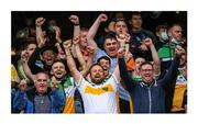 15 August 2021; O Come On Ye Faithful. 2021 may yet be remembered as the year Offaly as a county turned a corner after decades in the doldrums in both codes and at all levels. Golfer Shane Lowry, whose father Brendan won an All-Ireland senior medal in 1982, celebrates Offaly's under-20 final success. Photo by Stephen McCarthy/Sportsfile This image may be reproduced free of charge when used in conjunction with a review of the book &quot;A Season of Sundays 2020&quot;. All other usage © Sportsfile