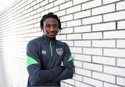 15 November 2021; Joshua Ogunfaolu-Kayode poses for a portrait before a Republic of Ireland U21's press conference at FAI Headquarters in Abbotstown, Dublin. Photo by Piaras Ó Mídheach/Sportsfile