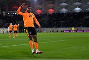 14 November 2021; Chiedozie Ogbene of Republic of Ireland celebrates after scoring his side's second goal during the FIFA World Cup 2022 qualifying group A match between Luxembourg and Republic of Ireland at Stade de Luxembourg in Luxembourg. Photo by Stephen McCarthy/Sportsfile