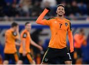 14 November 2021; Callum Robinson of Republic of Ireland celebrates after scoring his side's third goal during the FIFA World Cup 2022 qualifying group A match between Luxembourg and Republic of Ireland at Stade de Luxembourg in Luxembourg. Photo by Stephen McCarthy/Sportsfile