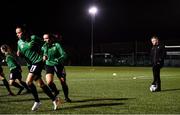 13 November 2021; Peamount United manager James O'Callaghan watches his players warm up before the SSE Airtricity Women's National League match between Peamount United and Galway WFC at PLR Park in Greenogue, Dublin. Photo by Sam Barnes/Sportsfile