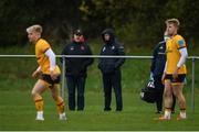 12 November 2021; Ulster head coach Dan McFarland with Leinster head of rugby operations Guy Easterby during the A Interprovincial match between Ulster A and Leinster A at Banbridge RFC in Banbridge, Down. Photo by Harry Murphy/Sportsfile