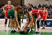 14 November 2021; Players check on the welfare of Maura Fitzpatrick of Ireland before leaving the court with an injury during the FIBA Women's EuroBasket 2023 Qualifier Group I match between Ireland and Czech Republic at National Basketball Arena in Tallaght, Dublin. Photo by Brendan Moran/Sportsfile