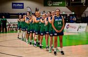 14 November 2021; The Ireland team stand for the Amhrán na bhFiann before the FIBA Women's EuroBasket 2023 Qualifier Group I match between Ireland and Czech Republic at National Basketball Arena in Tallaght, Dublin. Photo by Brendan Moran/Sportsfile