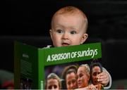 15 November 2021; Senan Daly, aged seven months, from Glasnevin, Dublin, at the launch of A Season of Sundays 2021 at Croke Park Hotel in Dublin. Photo by Harry Murphy/Sportsfile