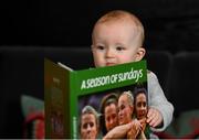 15 November 2021; Senan Daly, aged seven months, from Glasnevin, Dublin, at the launch of A Season of Sundays 2021 at Croke Park Hotel in Dublin. Photo by Harry Murphy/Sportsfile