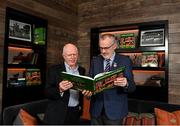 15 November 2021; Carroll Cuisine Chief Operating Officer John Comerford and Uachtarán Chumann Lúthchleas Gael Larry McCarthy at the launch of A Season of Sundays 2021 at Croke Park Hotel in Dublin. Photo by Harry Murphy/Sportsfile