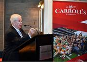 15 November 2021; Sportsfile photographer Ray McManus speaks at the launch of A Season of Sundays 2021 at Croke Park Hotel in Dublin. Photo by Harry Murphy/Sportsfile