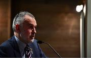 15 November 2021; Uachtarán Chumann Lúthchleas Gael Larry McCarthy speaks at the launch of A Season of Sundays 2021 at Croke Park Hotel in Dublin. Photo by Harry Murphy/Sportsfile