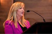 15 November 2021; LGFA CEO Helen O’Rourke speaks at the launch of A Season of Sundays 2021 at Croke Park Hotel in Dublin. Photo by Harry Murphy/Sportsfile