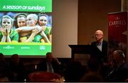 15 November 2021; Carroll Cuisine Chief Operating Officer John Comerford speaks at the launch of A Season of Sundays 2021 at Croke Park Hotel in Dublin. Photo by Harry Murphy/Sportsfile