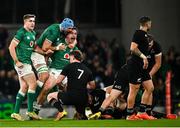 13 November 2021; James Lowe of Ireland celebrates a turnover with Tadhg Beirne during the Autumn Nations Series match between Ireland and New Zealand at Aviva Stadium in Dublin. Photo by David Fitzgerald/Sportsfile