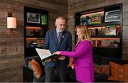 15 November 2021; Uachtarán Chumann Lúthchleas Gael Larry McCarthy and LGFA CEO Helen O’Rourke at the launch of A Season of Sundays 2021 at Croke Park Hotel in Dublin. Photo by Harry Murphy/Sportsfile