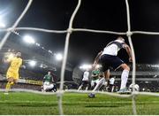 15 November 2021; Leonardo Bonucci of Italy makes a goal line save from the shot from Conor Washington of Northern Ireland during the FIFA World Cup 2022 Qualifier match between Northern Ireland and Italy at the National Football Stadium at Windsor Park in Belfast. Photo by David Fitzgerald/Sportsfile
