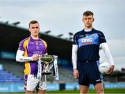 17 November 2021; Tom Lahiff of St. Judes and Shane Cunningham of Kilmacud Crokes ahead of the Go-Ahead Dublin Senior Football Club Championship final which takes place in Parnell Park in Dublin on Sunday. Leading public transport provider, Go-Ahead Ireland are the titles sponsors of all adult Dublin club leagues and championships. Photo by David Fitzgerald/Sportsfile