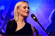 13 November 2021; TG4 Senior Players Player of the Year Vikki Wall of Meath is interviewed during the TG4 Ladies Football All Stars Awards banquet, in association with Lidl, at the Bonnington Hotel, Dublin. Photo by Brendan Moran/Sportsfile