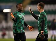 16 November 2021; Republic of Ireland goalkeepers David Odumosu, left, and Brian Maher before the UEFA European U21 Championship qualifying group A match between Republic of Ireland and Sweden at Tallaght Stadium in Dublin. Photo by Seb Daly/Sportsfile