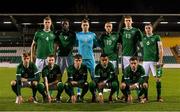 16 November 2021; The Republic of Ireland team, back row, from left, Mark McGuinness, Joshua Ogunfaolu-Kayode, Brian Maher, Will Smallbone, Jake O'Brien and Conor Coventry, with front row, from left, Joel Bagan, Ross Tierney, Gavin Kilkenny, Tyreik Wright and Lee O'Connor before the UEFA European U21 Championship qualifying group A match between Republic of Ireland and Sweden at Tallaght Stadium in Dublin. Photo by Seb Daly/Sportsfile