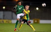 16 November 2021; Tyreik Wright of Republic of Ireland in action against Carl Gustavsson of Sweden during the UEFA European U21 Championship qualifying group A match between Republic of Ireland and Sweden at Tallaght Stadium in Dublin. Photo by Seb Daly/Sportsfile