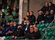 16 November 2021; Republic of Ireland manager Stephen Kenny, right, with Dundalk manager Vinny Perth in the stands during the UEFA European U21 Championship qualifying group A match between Republic of Ireland and Sweden at Tallaght Stadium in Dublin. Photo by Eóin Noonan/Sportsfile