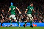 13 November 2021; Iain Henderson of Ireland, right, is replaced by team-mate Tadge Beirne during the Autumn Nations Series match between Ireland and New Zealand at Aviva Stadium in Dublin. Photo by Brendan Moran/Sportsfile