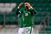 16 November 2021; Tyreik Wright of Republic of Ireland reacts after missing a chance of a goal during the UEFA European U21 Championship qualifying group A match between Republic of Ireland and Sweden at Tallaght Stadium in Dublin. Photo by Seb Daly/Sportsfile
