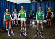 17 November 2021; Players, from left, Drom & Inch and Tipperary camogie player Anne Eviston, Ballyhale Shamrocks and Kilkenny hurler Adrian Mullen, Watty Graham’s Glen and Derry footballer Conor Glass, Sarsfields and Galway camogie player Orlaith McGrath, Kilmallock and Limerick hurler Graeme Mulcahy and Mountbellew-Moylough and Galway footballer Eoin Finnerty at the launch of this year’s AIB GAA Club Championships and AIB Camogie Club Championships, that will see AIB celebrating #TheToughest players of all: those who don’t quit, who keep going and persevere no matter what. These characteristics define the players who come back year after year and show up for their club when it matters most. Photo by Ramsey Cardy/Sportsfile