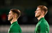 16 November 2021; Mark McGuinness of Republic of Ireland, right, during the UEFA European U21 Championship qualifying group A match between Republic of Ireland and Sweden at Tallaght Stadium in Dublin. Photo by Seb Daly/Sportsfile