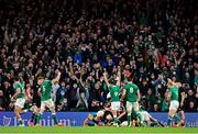 13 November 2021; Ireland supporters celebrate a try by Ronán Kelleher during the Autumn Nations Series match between Ireland and New Zealand at Aviva Stadium in Dublin. Photo by Brendan Moran/Sportsfile