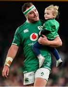 13 November 2021; Rob Herring of Ireland with his daughter Milly after the Autumn Nations Series match between Ireland and New Zealand at Aviva Stadium in Dublin. Photo by Brendan Moran/Sportsfile