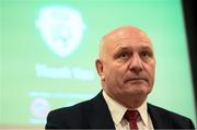 17 November 2021; FAI President Gerry McAnaney at the press launch of the 2021 edition of the Social Return On Investment Model, supported by Uefa Grow on behalf of the FAI, which will highlight the billion Euro plus impact of participation in grassroots football on Irish society, at Buswells Hotel in Dublin. Photo by Stephen McCarthy/Sportsfile