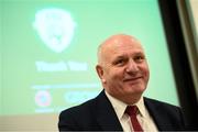 17 November 2021; FAI President Gerry McAnaney at the press launch of the 2021 edition of the Social Return On Investment Model, supported by Uefa Grow on behalf of the FAI, which will highlight the billion Euro plus impact of participation in grassroots football on Irish society, at Buswells Hotel in Dublin. Photo by Stephen McCarthy/Sportsfile