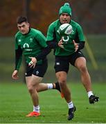 18 November 2021; Dave Heffernan, right, and Dan Sheehan during Ireland rugby squad training at Carton House in Maynooth, Kildare. Photo by Brendan Moran/Sportsfile
