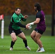 18 November 2021; Cian Healy, left, and Tom O’Toole during Ireland rugby squad training at Carton House in Maynooth, Kildare. Photo by Brendan Moran/Sportsfile