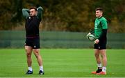 18 November 2021; Hookers Ronán Kelleher, left, and Dan Sheehan during Ireland rugby squad training at Carton House in Maynooth, Kildare. Photo by Brendan Moran/Sportsfile