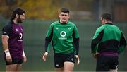 18 November 2021; Ireland front row, from left, Tom O’Toole, Dan Sheehan and Cian Healy during rugby squad training at Carton House in Maynooth, Kildare. Photo by Brendan Moran/Sportsfile