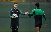 18 November 2021; Conor Murray, left, and Robert Baloucoune during Ireland rugby squad training at Carton House in Maynooth, Kildare. Photo by Brendan Moran/Sportsfile