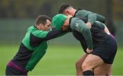 18 November 2021; Cian Healy, left, with Andrew Porter and Ronán Kelleher during Ireland rugby squad training at Carton House in Maynooth, Kildare. Photo by Brendan Moran/Sportsfile